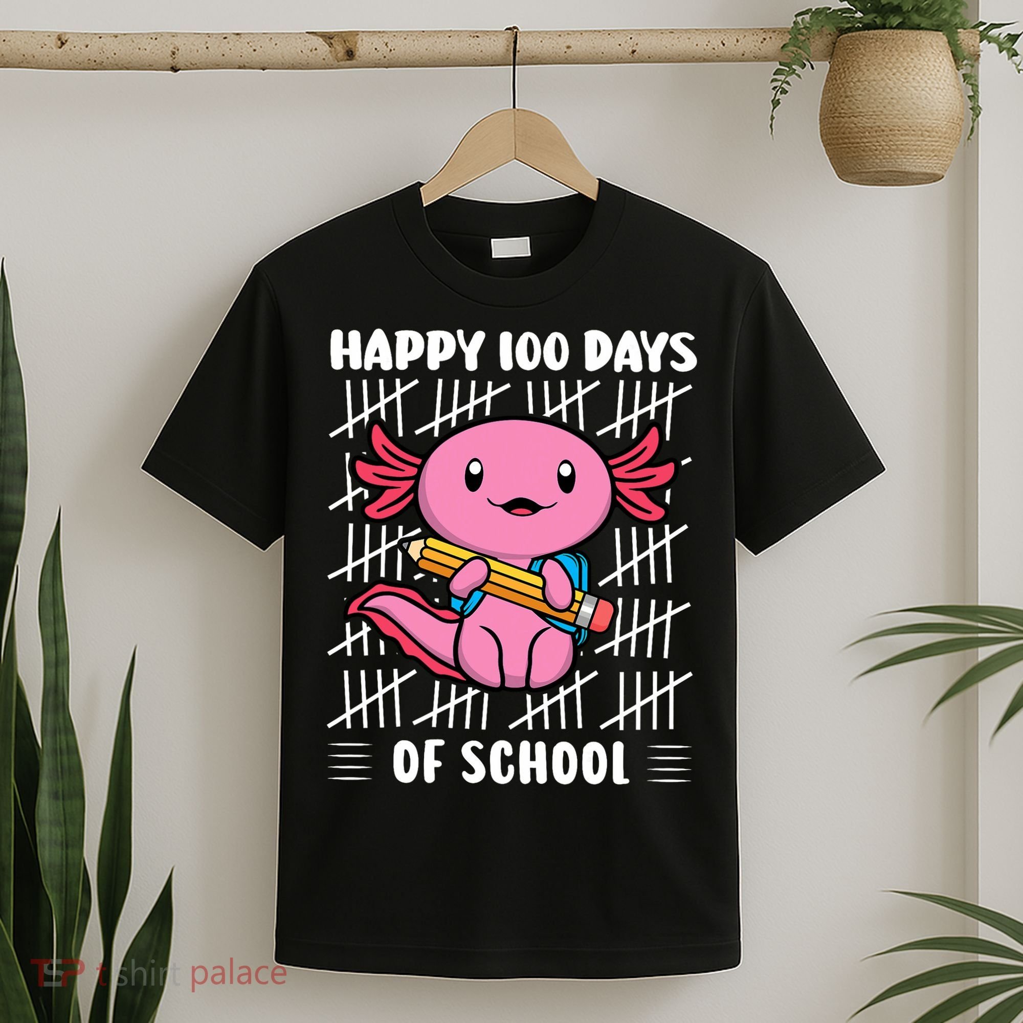 Happy 100 Days Of School Cute Axolotl Kindergarten 100th Day  T-Shirt