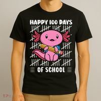 Happy 100 Days Of School Cute Axolotl Kindergarten 100th Day  T-Shirt thumb 3
