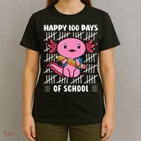 Happy 100 Days Of School Cute Axolotl Kindergarten 100th Day  T-Shirt thumb 4