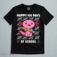Happy 100 Days Of School Cute Axolotl Kindergarten 100th Day  T-Shirt thumb 5