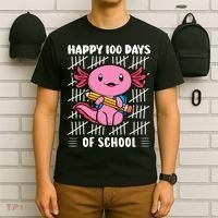 Happy 100 Days Of School Cute Axolotl Kindergarten 100th Day  T-Shirt thumb 6