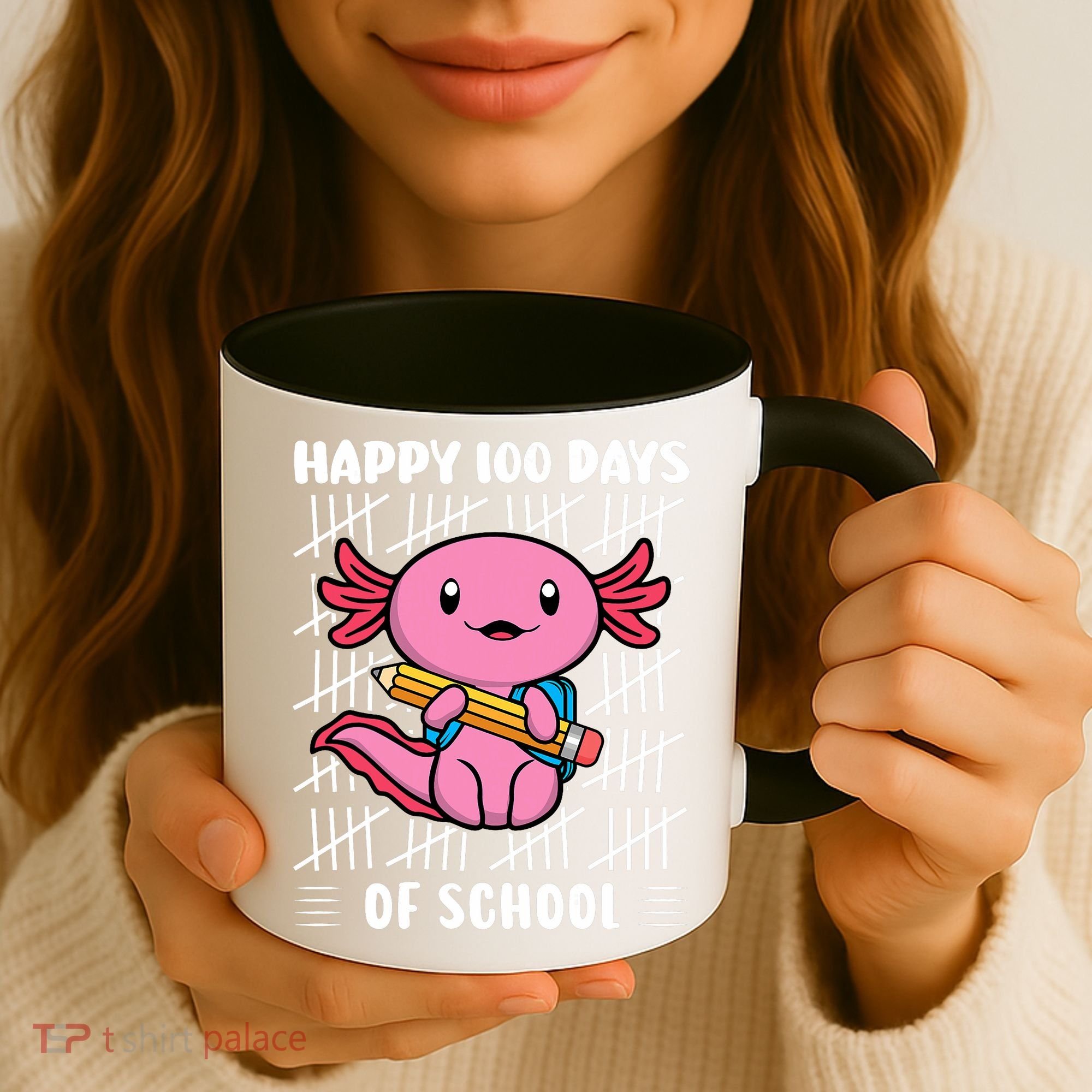Happy 100 Days Of School Cute Axolotl Kindergarten 100th Day  Coffee Mug