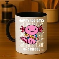 Happy 100 Days Of School Cute Axolotl Kindergarten 100th Day  Coffee Mug thumb 4