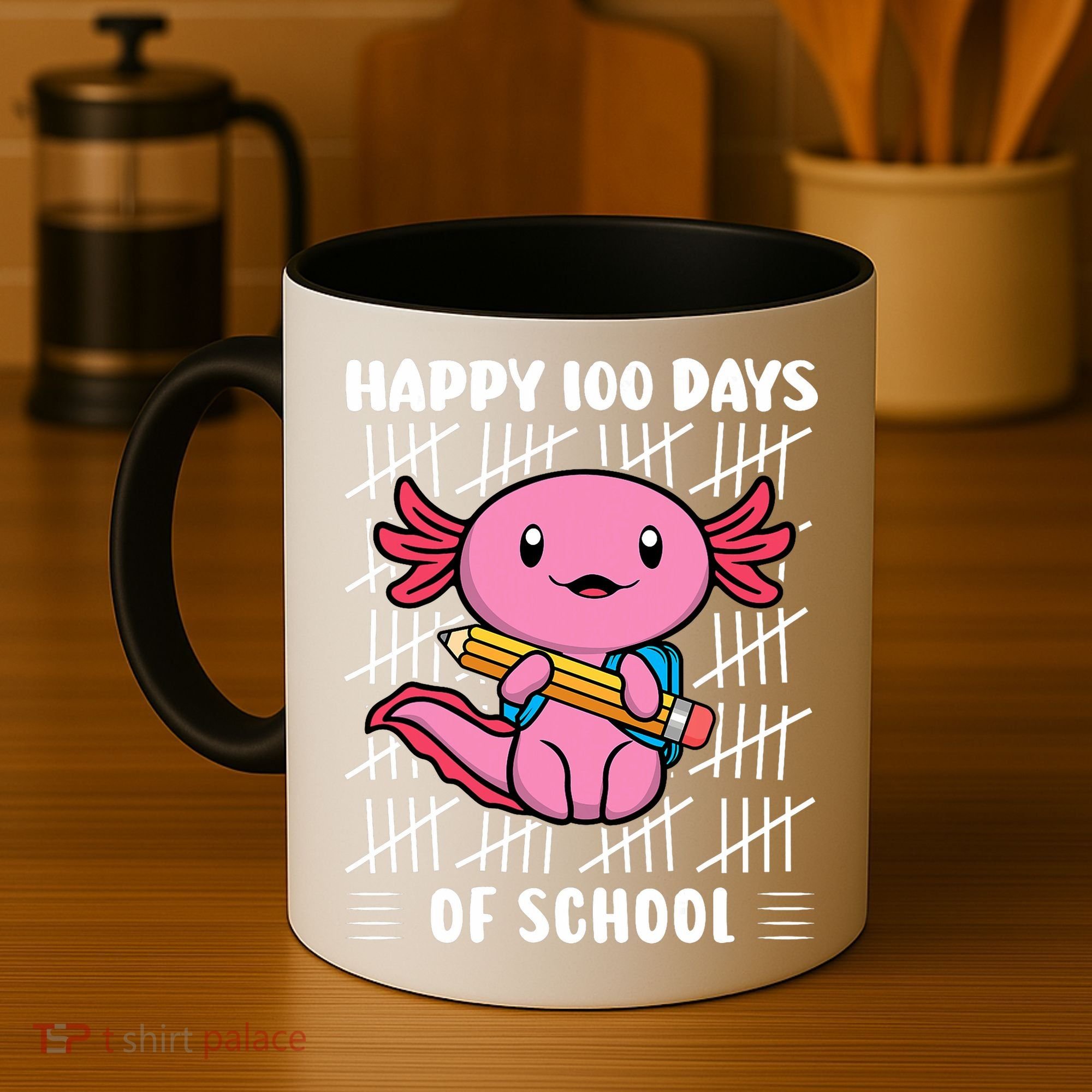 Happy 100 Days Of School Cute Axolotl Kindergarten 100th Day  Coffee Mug