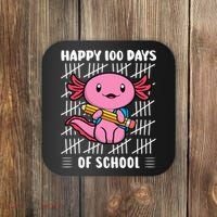 Happy 100 Days Of School Cute Axolotl Kindergarten 100th Day  Coaster thumb 0
