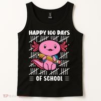 Happy 100 Days Of School Cute Axolotl Kindergarten 100th Day  Tank Top thumb 2