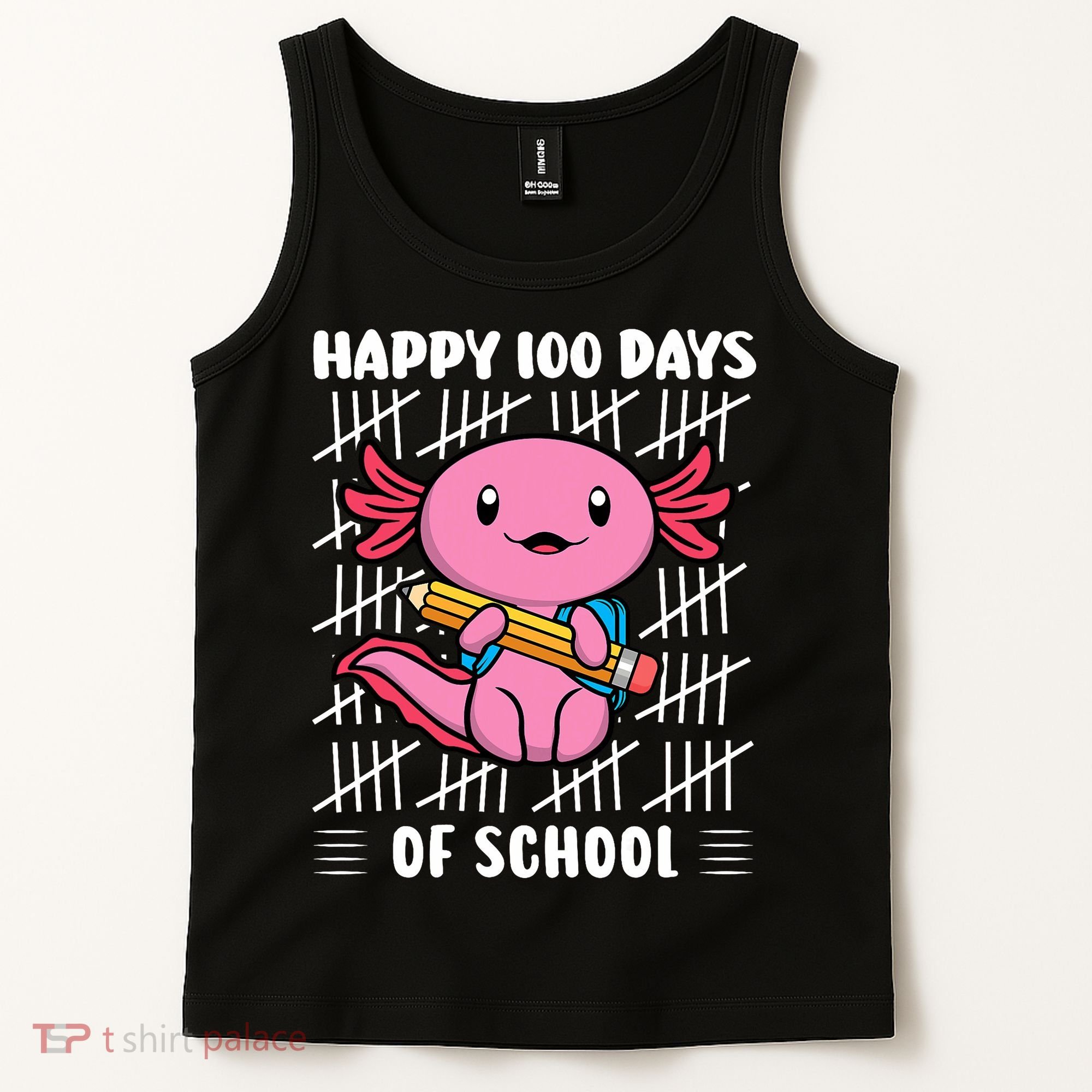 Happy 100 Days Of School Cute Axolotl Kindergarten 100th Day  Tank Top