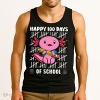 Happy 100 Days Of School Cute Axolotl Kindergarten 100th Day  Tank Top thumb 3