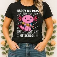 Happy 100 Days Of School Cute Axolotl Kindergarten 100th Day  Women's T-Shirt thumb 2