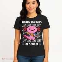 Happy 100 Days Of School Cute Axolotl Kindergarten 100th Day  Women's T-Shirt thumb 4