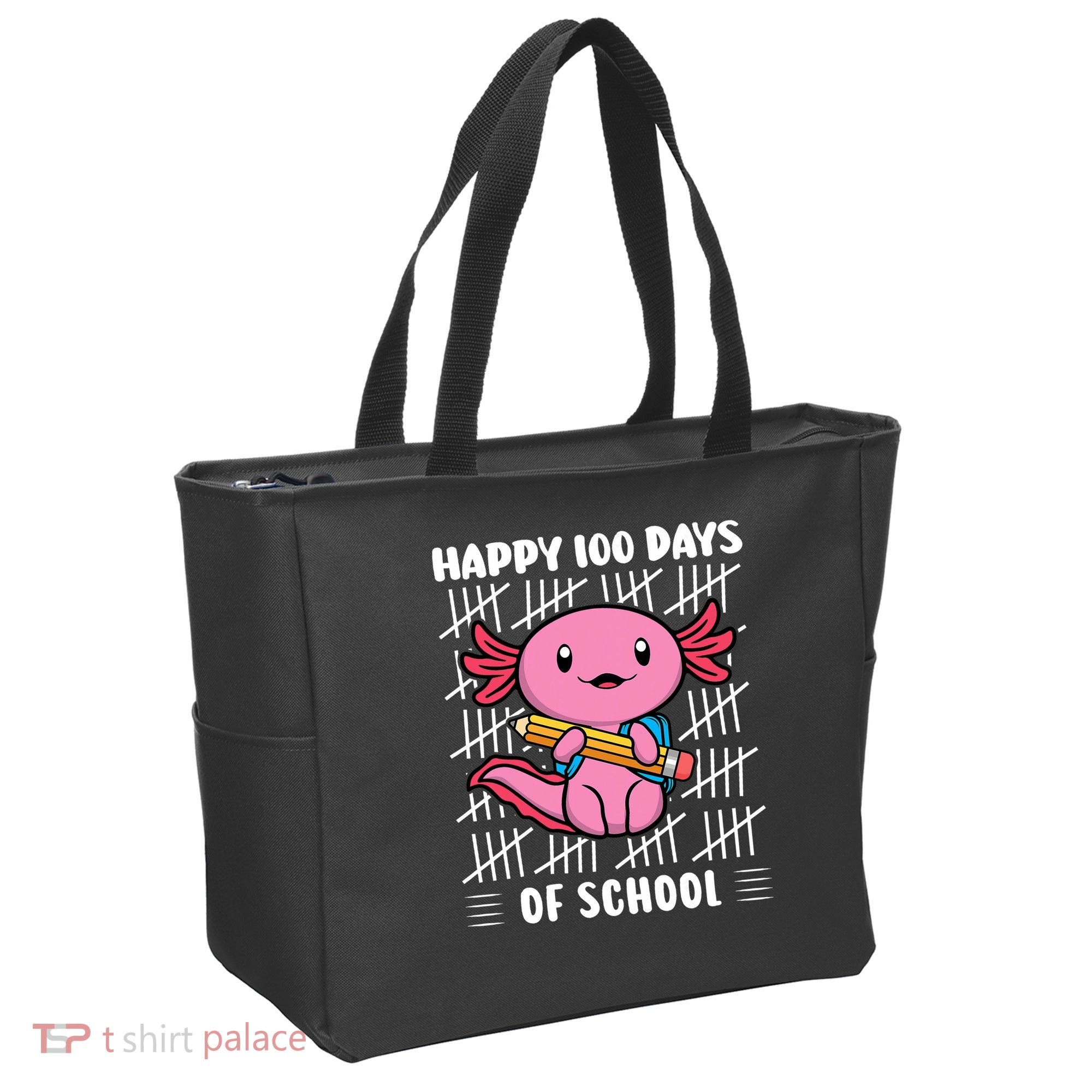 Happy 100 Days Of School Cute Axolotl Kindergarten 100th Day  Tote Bag