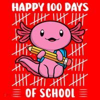 Happy 100 Days Of School Cute Axolotl Kindergarten 100th Day  Santa Hat thumb 1