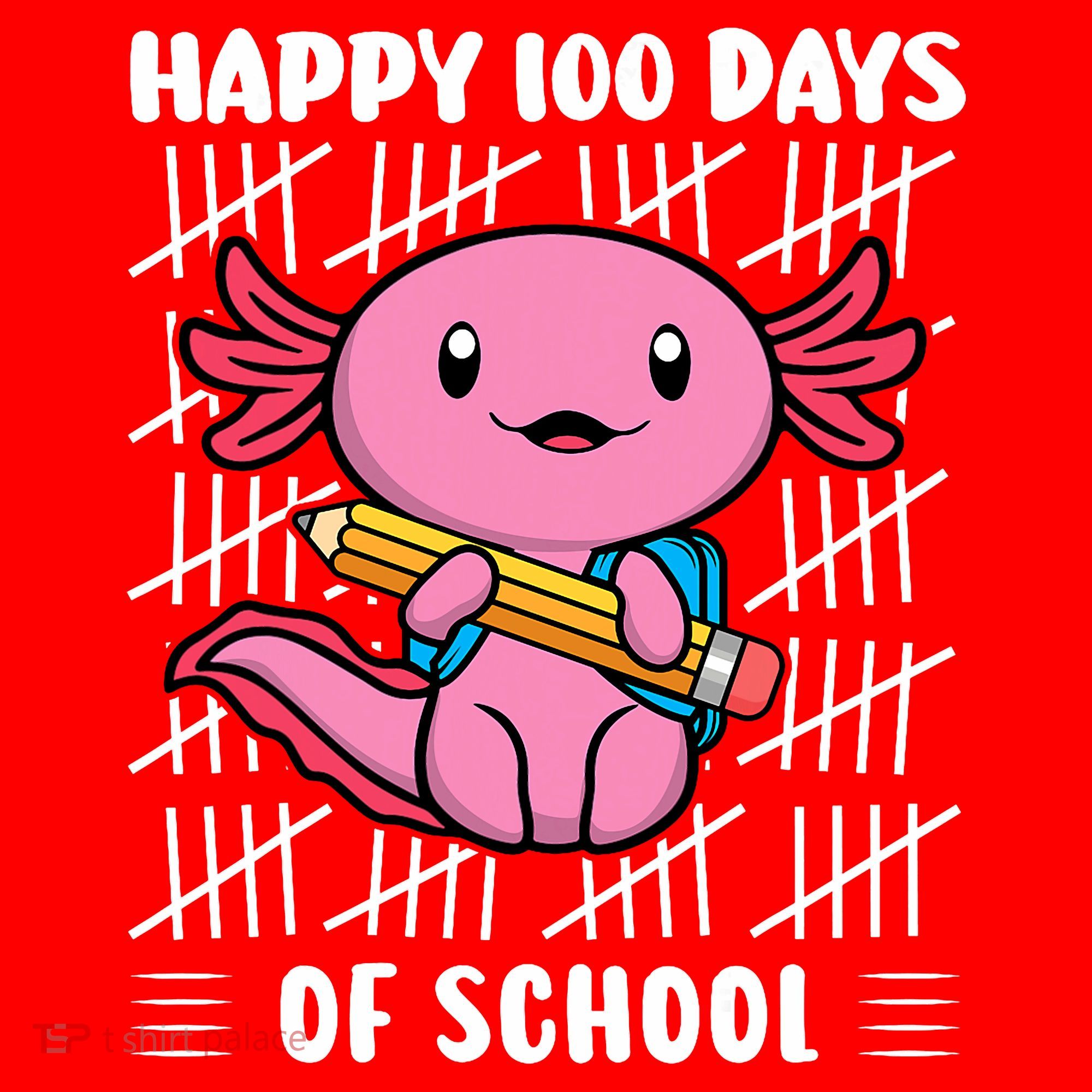 Happy 100 Days Of School Cute Axolotl Kindergarten 100th Day  Santa Hat