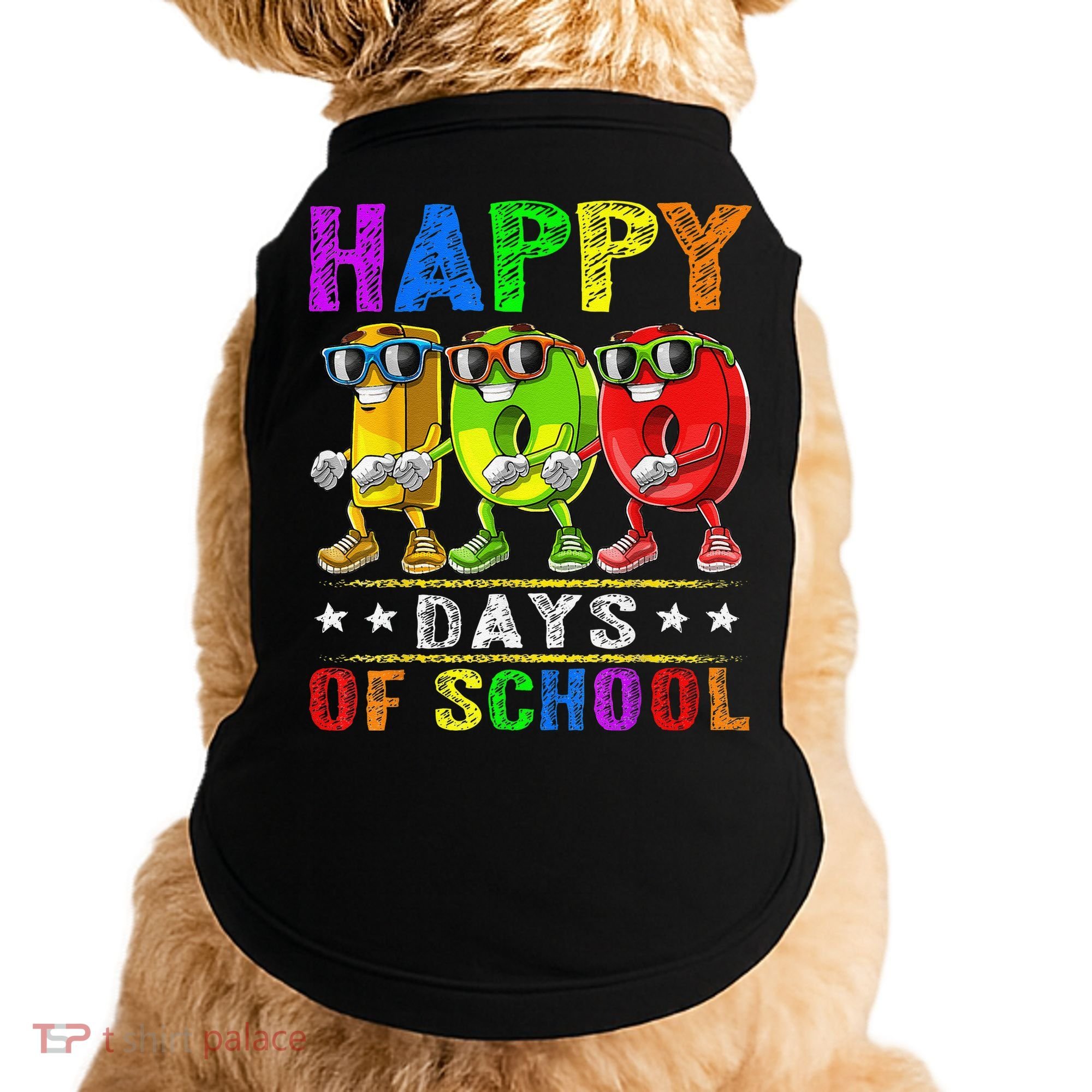 Happy 100 Days of School Flossing 100th Day School Doggie Tank