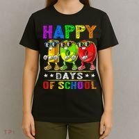 Happy 100 Days of School Flossing 100th Day School T-Shirt thumb 4
