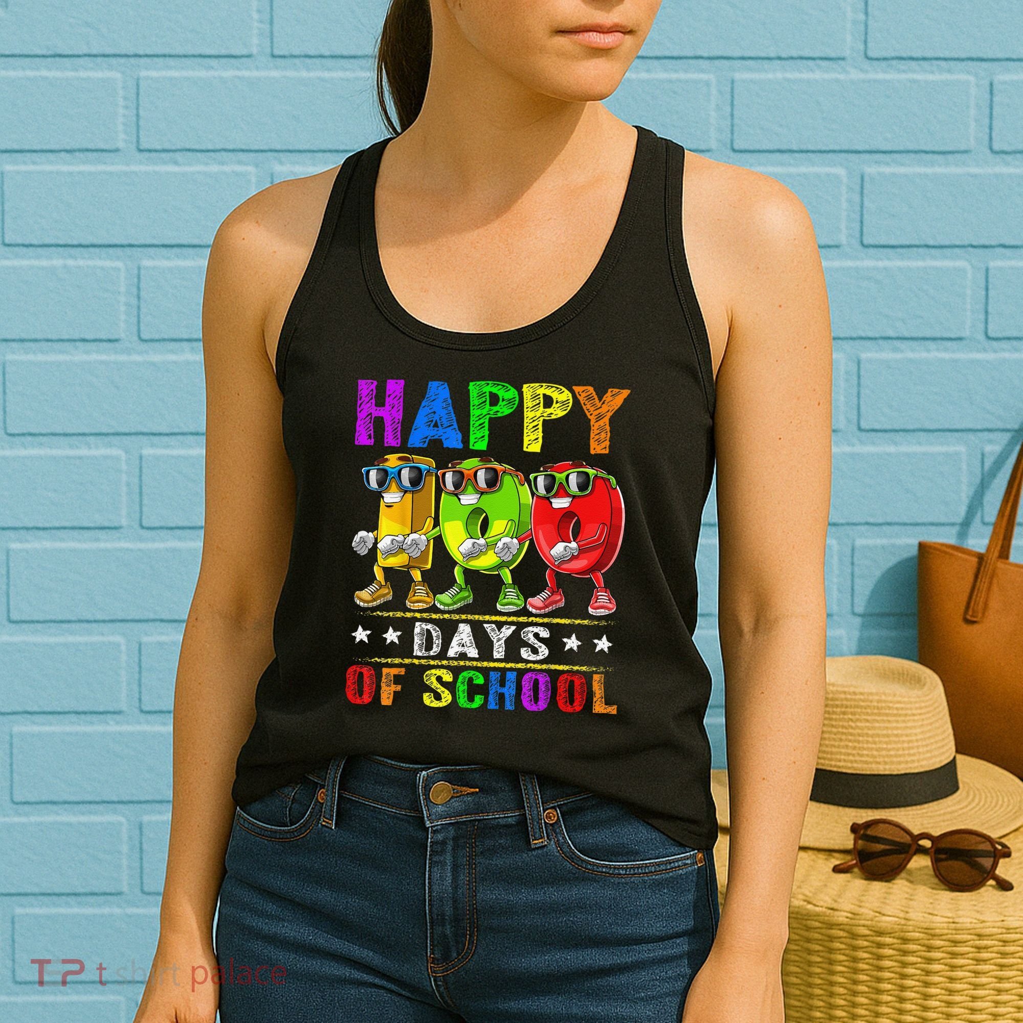 Happy 100 Days of School Flossing 100th Day School Women's Tank Top
