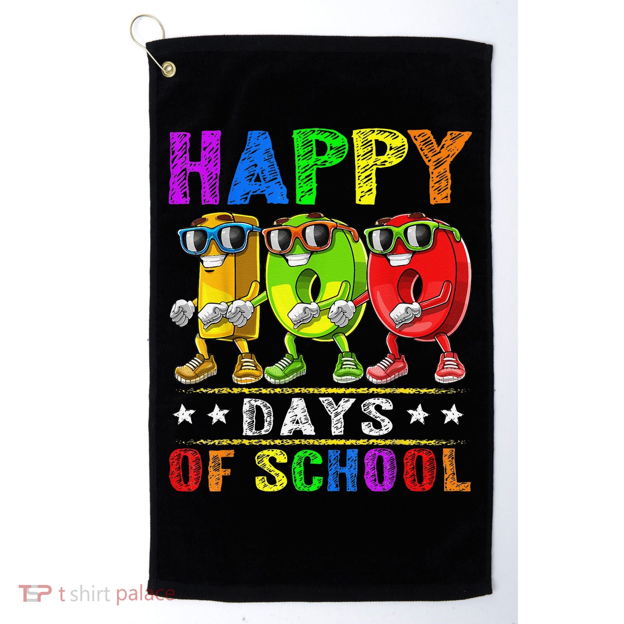 Happy 100 Days of School Flossing 100th Day School Golf Towel