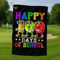 Happy 100 Days of School Flossing 100th Day School Golf Towel thumb 1