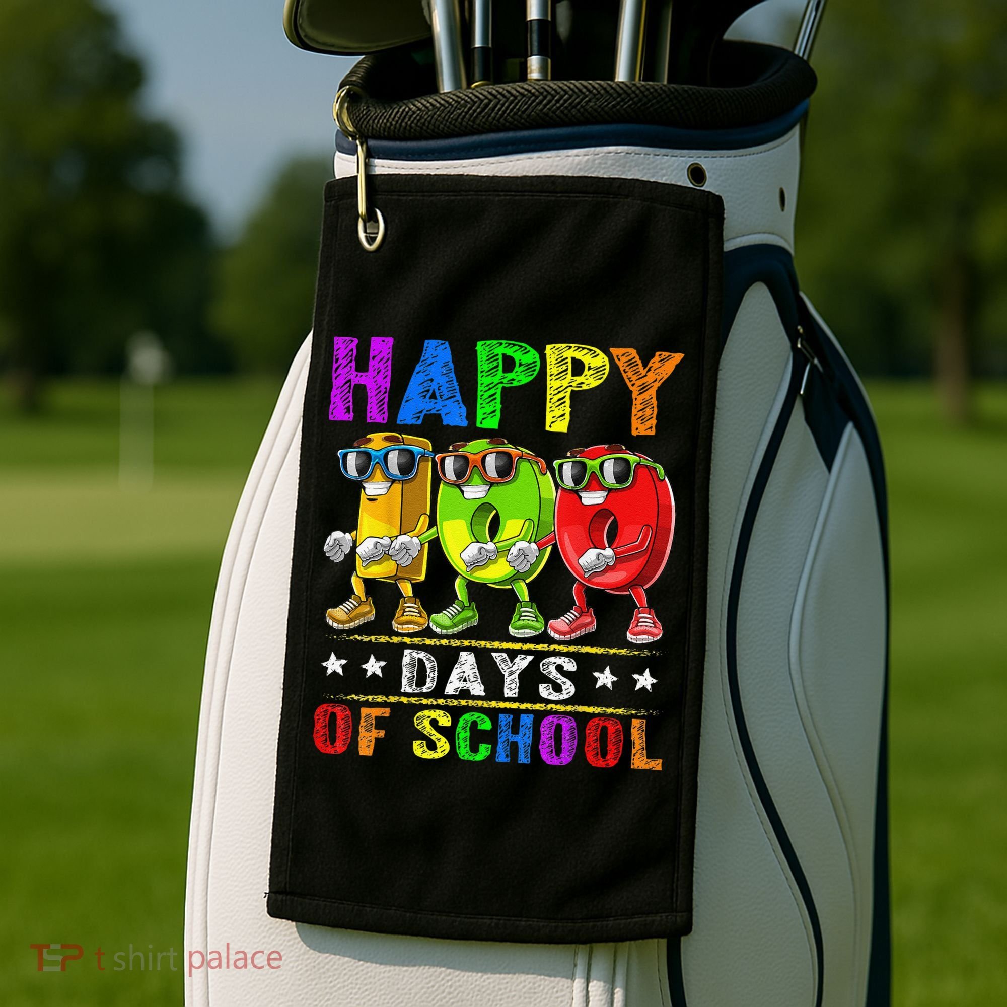 Happy 100 Days of School Flossing 100th Day School Golf Towel