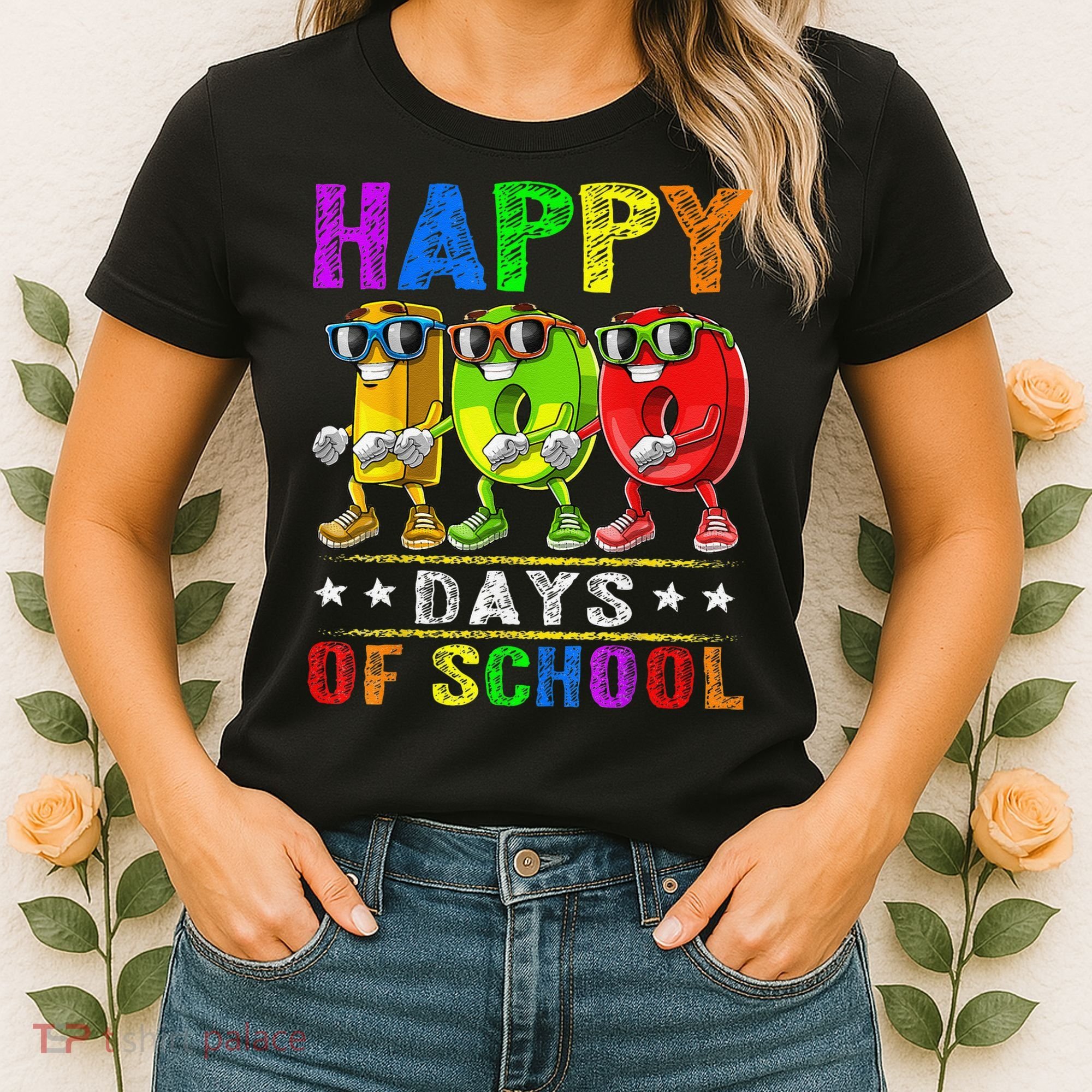 Happy 100 Days of School Flossing 100th Day School Women's T-Shirt