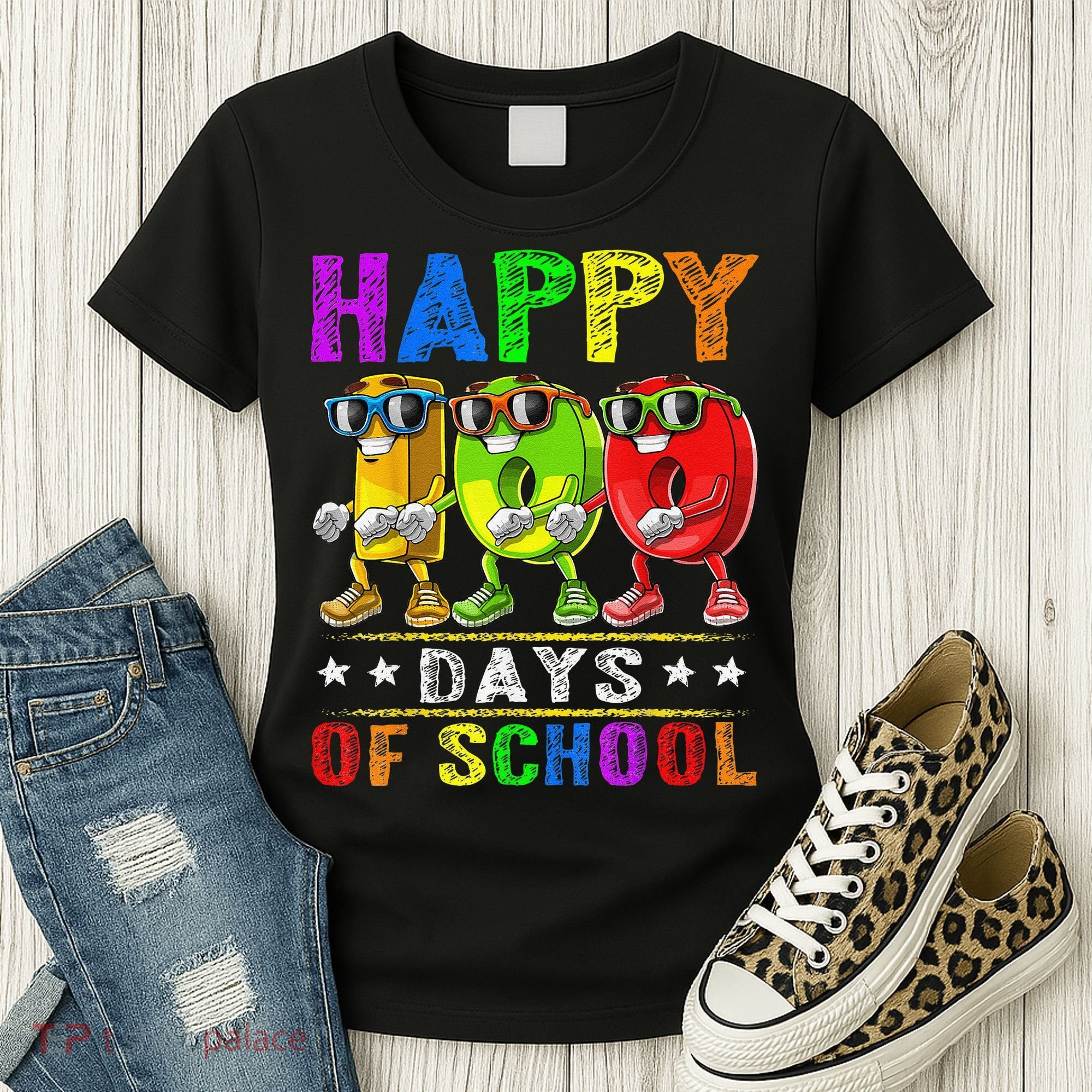 Happy 100 Days of School Flossing 100th Day School Women's T-Shirt