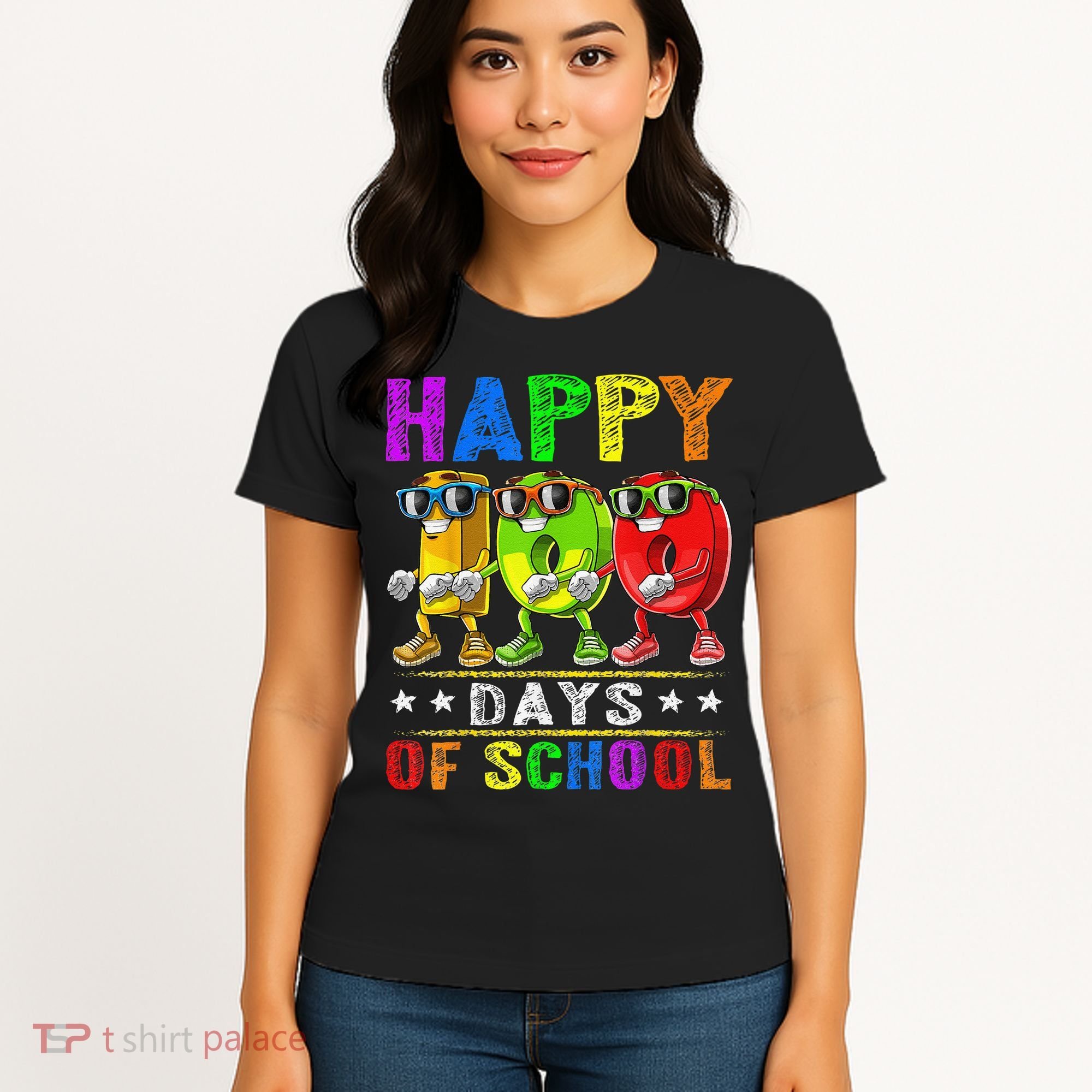 Happy 100 Days of School Flossing 100th Day School Women's T-Shirt