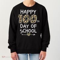 Happy 100th Day Of School Leopard Cute For Teacher Student Women's Sweatshirt thumb 0