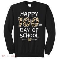 Happy 100th Day Of School Leopard Cute For Teacher Student Sweatshirt thumb 0