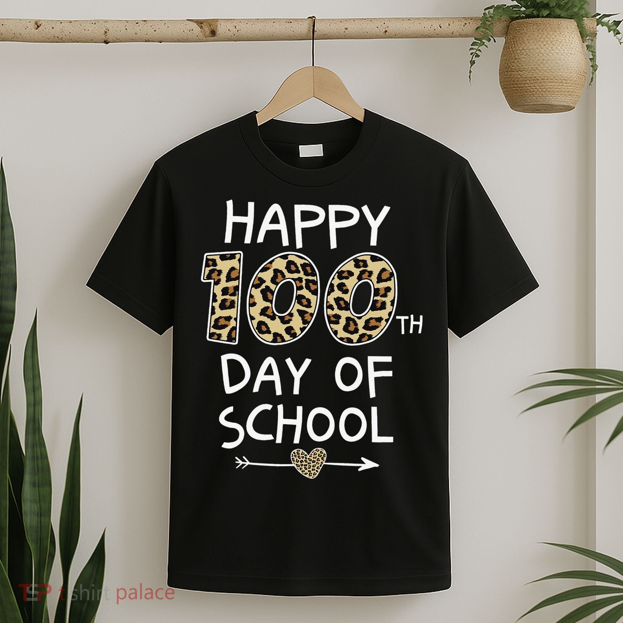 Happy 100th Day Of School Leopard Cute For Teacher Student T-Shirt