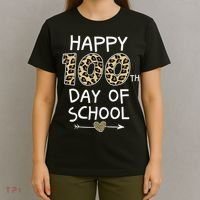 Happy 100th Day Of School Leopard Cute For Teacher Student T-Shirt thumb 4