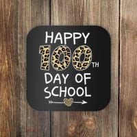 Happy 100th Day Of School Leopard Cute For Teacher Student Coaster thumb 0