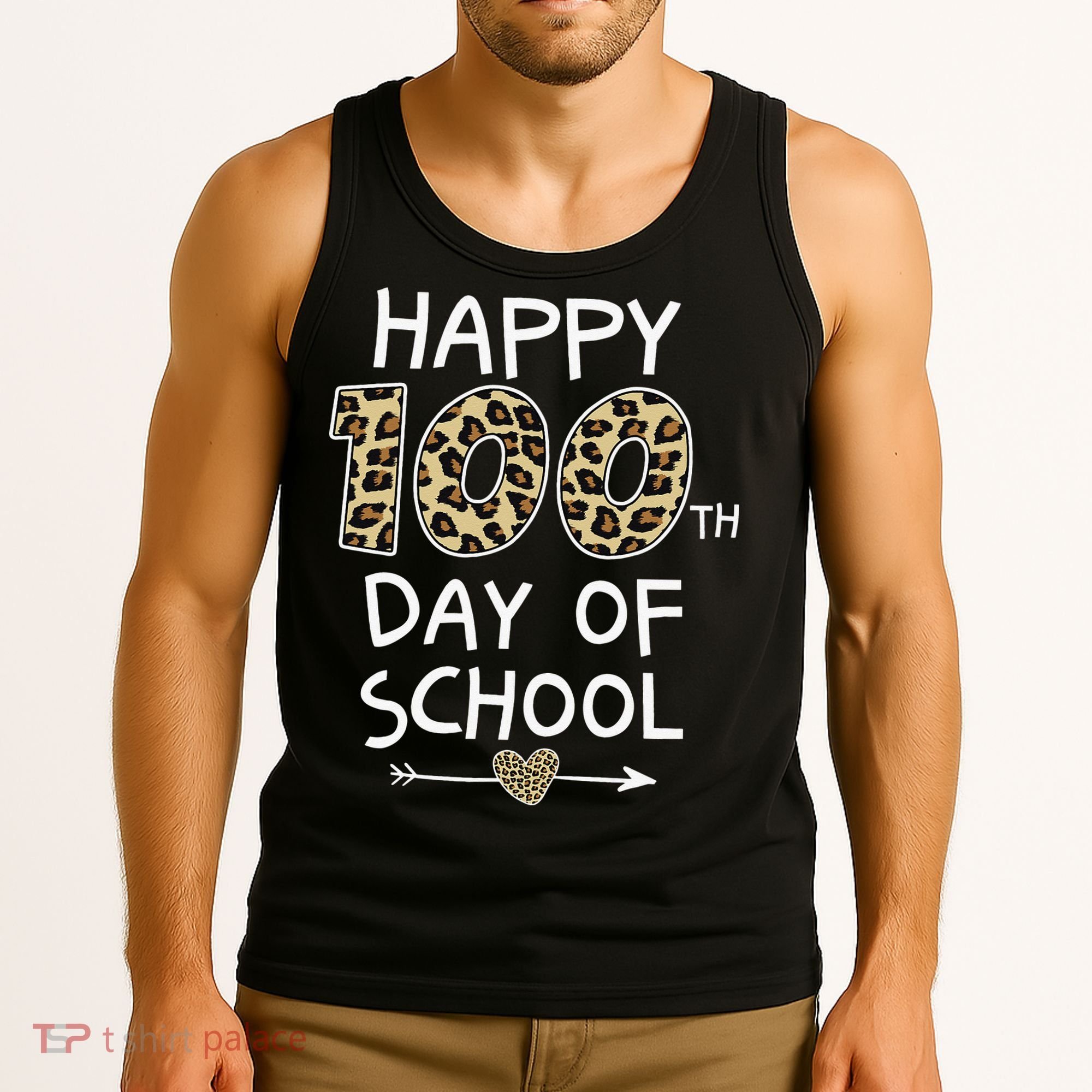 Happy 100th Day Of School Leopard Cute For Teacher Student Tank Top