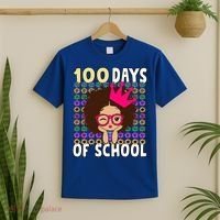 Happy 100 Days Of School Girls Black African Melanin Gift T-Shirt thumb 2
