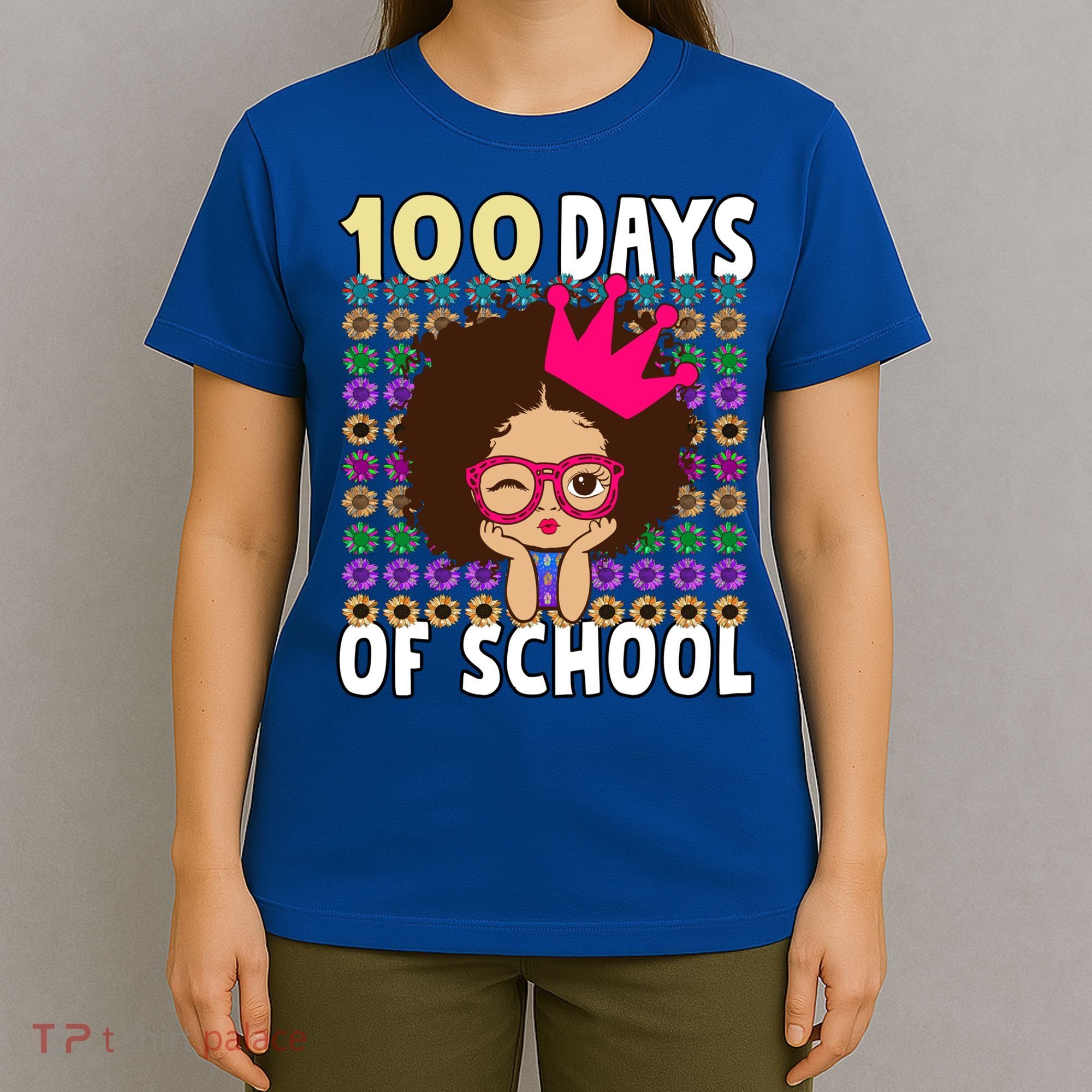 Happy 100 Days Of School Girls Black African Melanin Gift T-Shirt