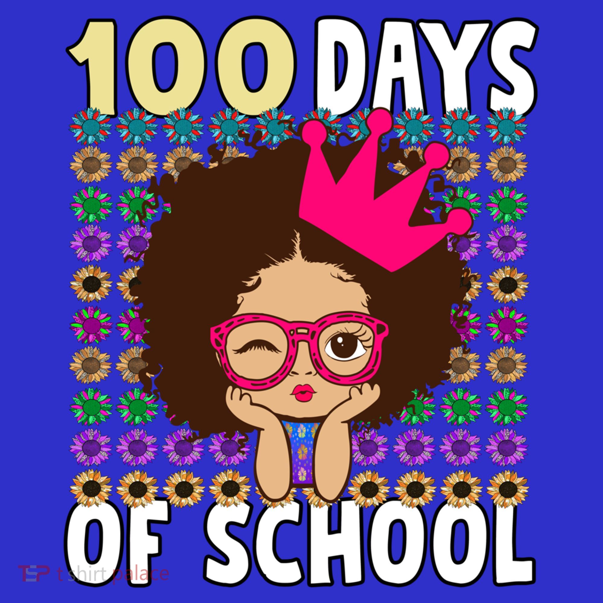 Happy 100 Days Of School Girls Black African Melanin Gift T-Shirt
