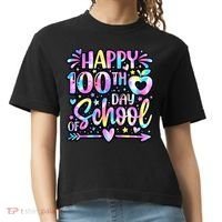 Happy 100th Day Of School Tie Dye Rainbow 100 Days Comfort Colors Boxy T-Shirt thumb 0