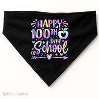 Happy 100th Day Of School Tie Dye Rainbow 100 Days USA-Made Doggie Bandana thumb 0