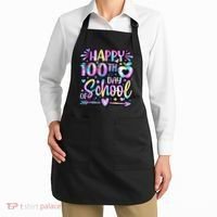 Happy 100th Day Of School Tie Dye Rainbow 100 Days Apron thumb 2