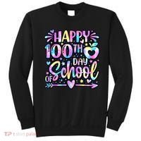 Happy 100th Day Of School Tie Dye Rainbow 100 Days Sweatshirt thumb 0