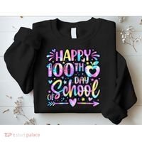 Happy 100th Day Of School Tie Dye Rainbow 100 Days Sweatshirt thumb 2