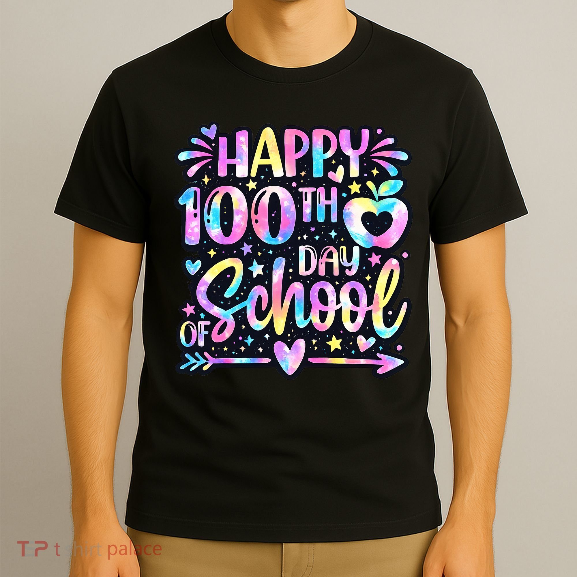 Happy 100th Day Of School Tie Dye Rainbow 100 Days T-Shirt