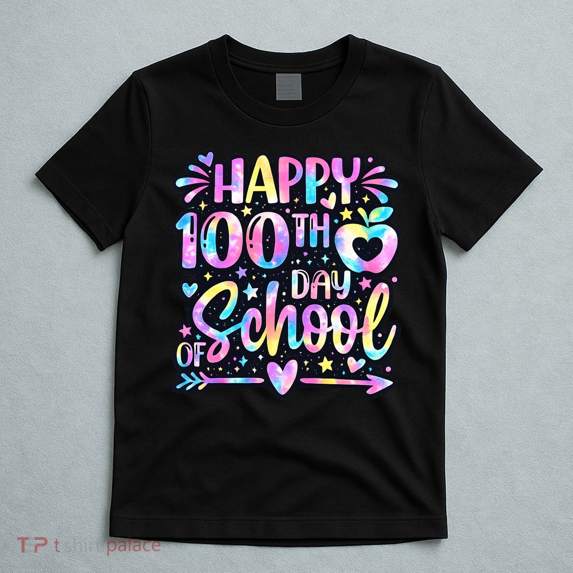 Happy 100th Day Of School Tie Dye Rainbow 100 Days T-Shirt
