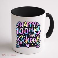 Happy 100th Day Of School Tie Dye Rainbow 100 Days Coffee Mug thumb 1