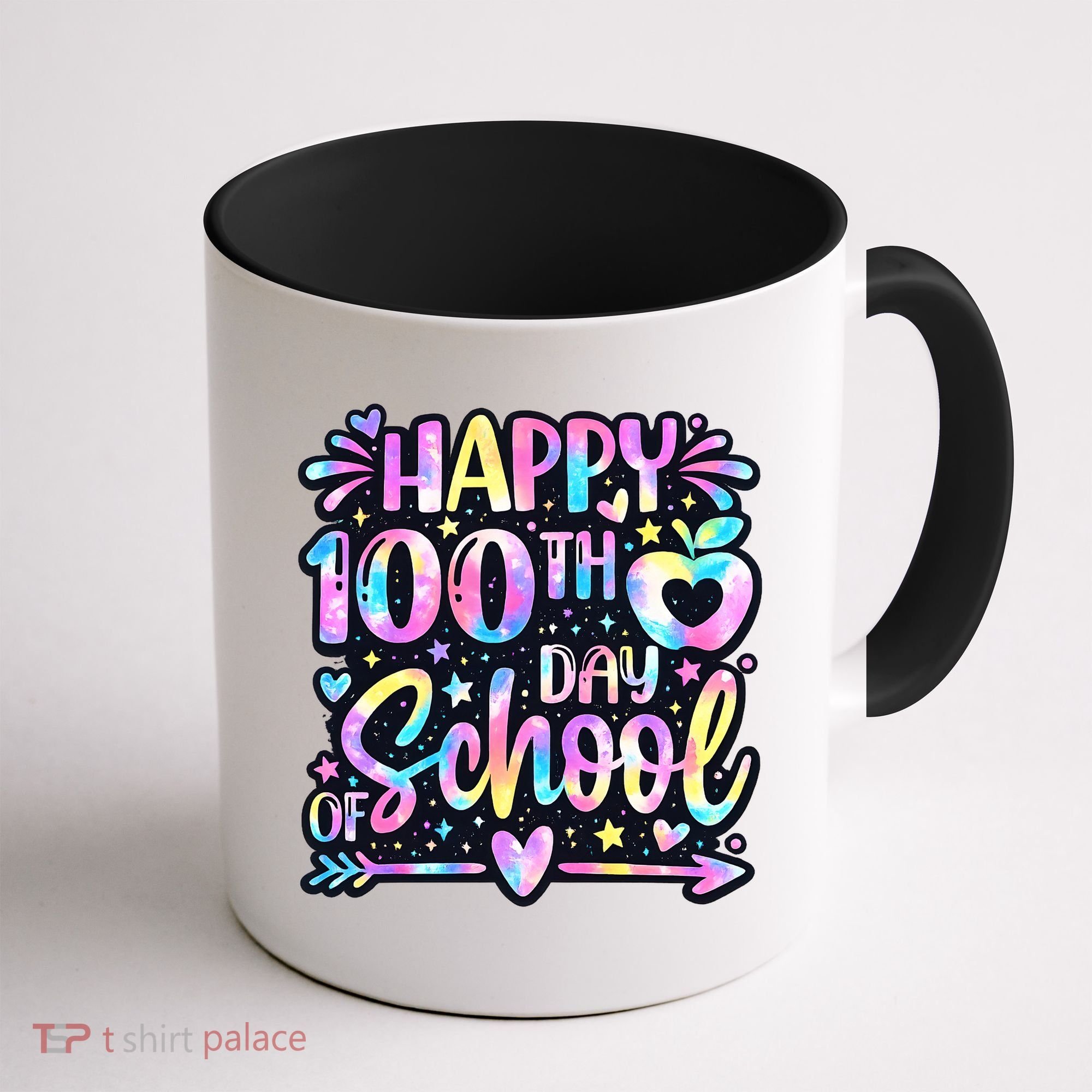 Happy 100th Day Of School Tie Dye Rainbow 100 Days Coffee Mug