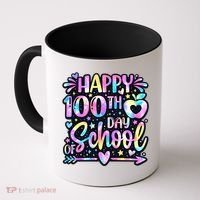 Happy 100th Day Of School Tie Dye Rainbow 100 Days Coffee Mug thumb 0