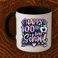 Happy 100th Day Of School Tie Dye Rainbow 100 Days Coffee Mug thumb 2