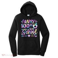 Happy 100th Day Of School Tie Dye Rainbow 100 Days Women's Hoodie thumb 0