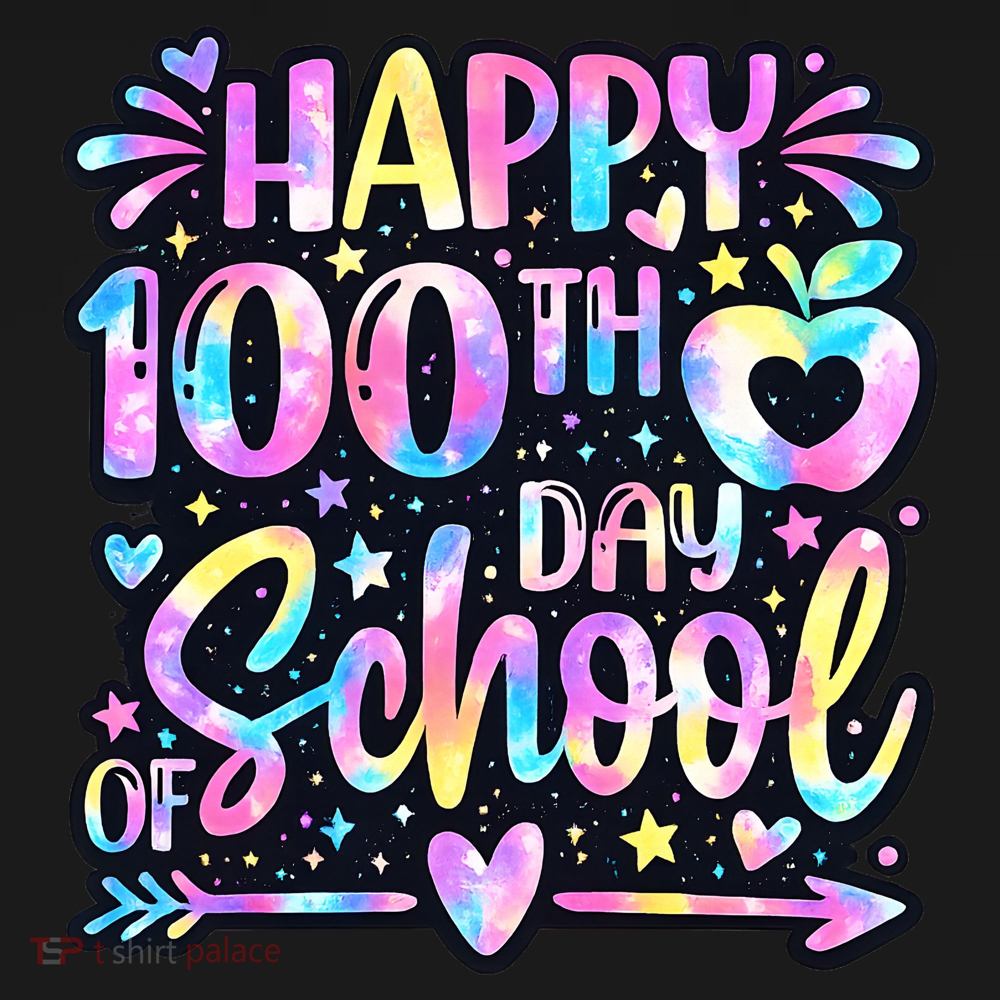 Happy 100th Day Of School Tie Dye Rainbow 100 Days Women's Hoodie