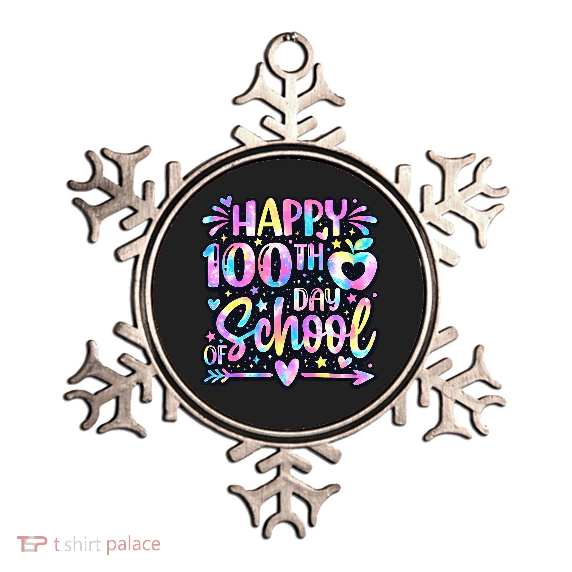 Happy 100th Day Of School Tie Dye Rainbow 100 Days Ornament