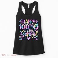 Happy 100th Day Of School Tie Dye Rainbow 100 Days Women's Tank Top thumb 0